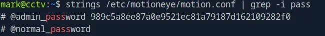 Admin password in config