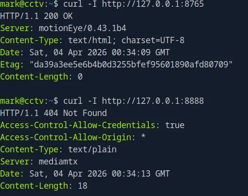 motionEye identified via curl