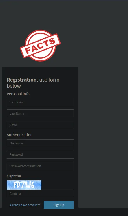 registration page