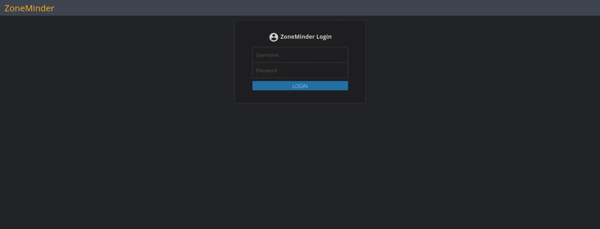 ZoneMinder login page